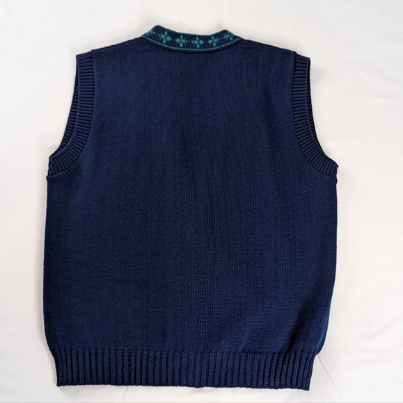 VTG Pendleton Blue Green Wool Button Up Patterned Vest Academia - Picture 3 of 7